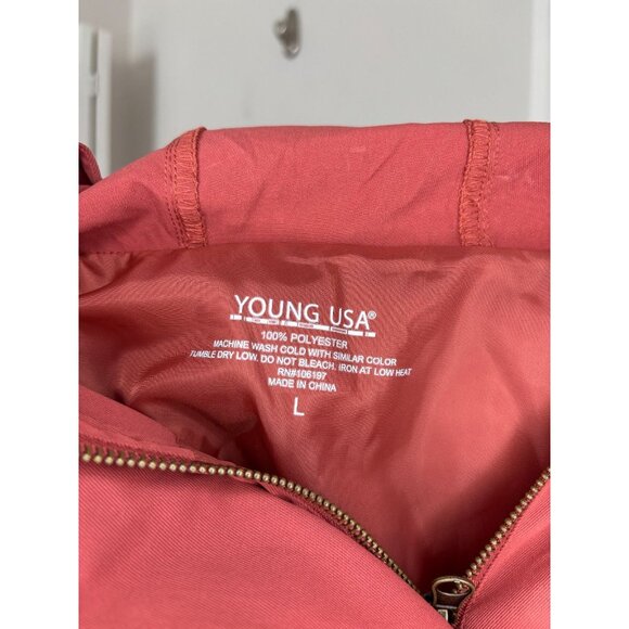 MODA GOODS NEW Vest Womens L Rust Drawstring Hood Pockets Hike Spring Active - Picture 5 of 5